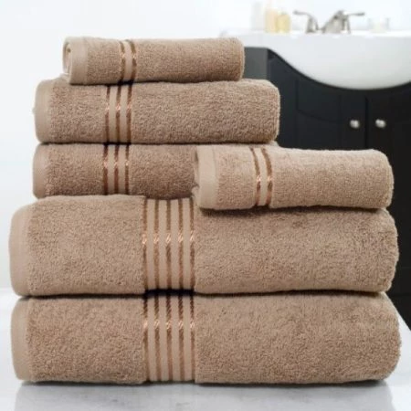 Hastings Home 6-Piece Cotton Bath Towel Set-Taupe