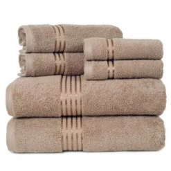 Hastings Home 6-Piece Cotton Bath Towel Set-Taupe