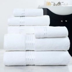Hastings Home 100 Percent Cotton Hotel 6 Piece Towel Set – White