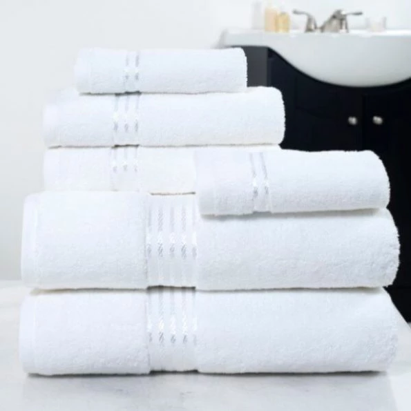 Hastings Home 100 Percent Cotton Hotel 6 Piece Towel Set – White