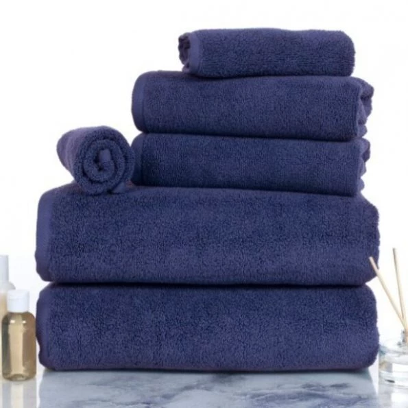 6-piece 100-percent Cotton Towel Set with 2 Bath Towels, 2 Hand Towels and 2 Washcloths (Navy)