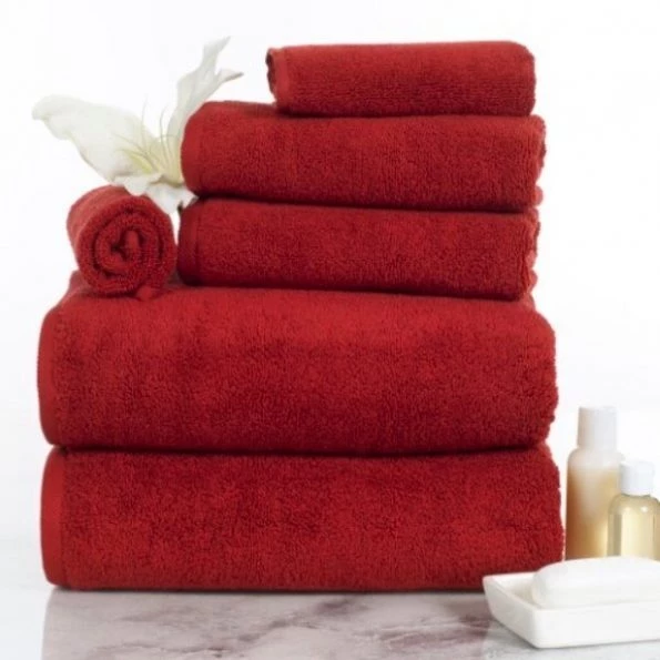 6-piece 100-percent Cotton Towel Set with 2 Bath Towels, 2 Hand Towels and 2 Washcloths (Burgundy)