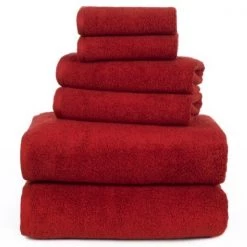 6-piece 100-percent Cotton Towel Set with 2 Bath Towels, 2 Hand Towels and 2 Washcloths (Burgundy)