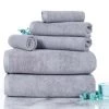 Hastings Home 6-piece 100-percent Cotton Towel Set with 2 Bath Towels, 2 Hand Towels and 2 Washcloths (Silver)