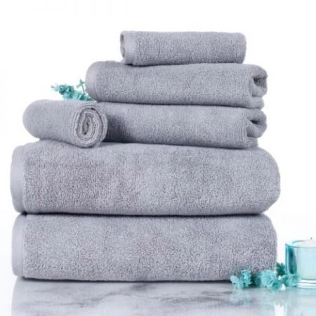 Hastings Home 6-piece 100-percent Cotton Towel Set with 2 Bath Towels, 2 Hand Towels and 2 Washcloths (Silver)