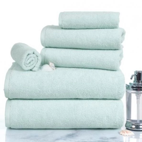 6-piece 100 Percent Cotton Towel Set With 2 Bath Towels, 2 Hand Towels and 2 Washcloths (Seafoam)
