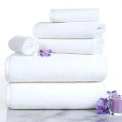6-piece 100-percent Cotton Towel Set with 2 Bath Towels, 2 Hand Towels and 2 Washcloths (White)
