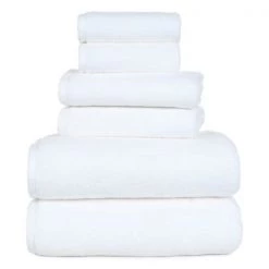 6-piece 100-percent Cotton Towel Set with 2 Bath Towels, 2 Hand Towels and 2 Washcloths (White)
