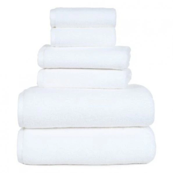 6-piece 100-percent Cotton Towel Set with 2 Bath Towels, 2 Hand Towels and 2 Washcloths (White)