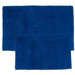 2-piece 100-percent Cotton Bathmat, Reversible, Soft, Absorbent Bathroom Rugs, Navy