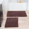 Hastings Home Set of 2 100-percent Cotton Bathmat Reversible, Soft, Absorbent Bathroom Rugs, Chocolate