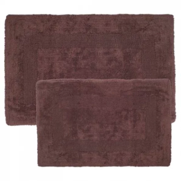 Set of 2 100-percent Cotton Bathmat Reversible, Soft, Absorbent Bathroom Rugs, Chocolate