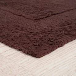 Set of 2 100-percent Cotton Bathmat Reversible, Soft, Absorbent Bathroom Rugs, Chocolate