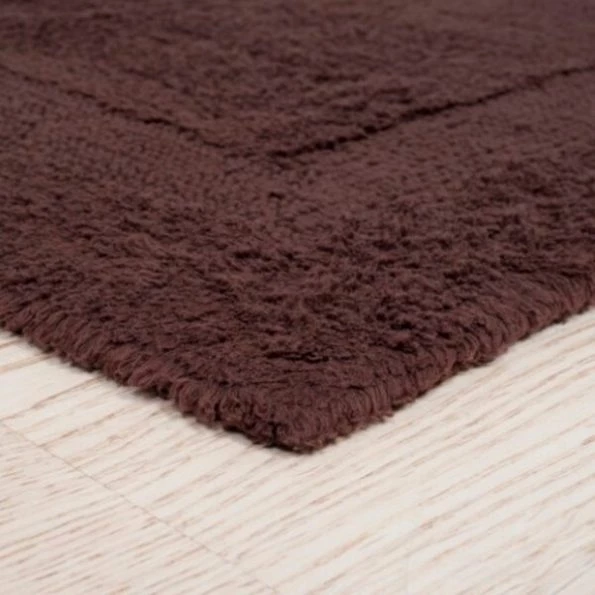 Set of 2 100-percent Cotton Bathmat Reversible, Soft, Absorbent Bathroom Rugs, Chocolate