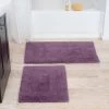Hastings Home 2-piece 100 percent Cotton Bath Mat Set, Reversible, Soft, Absorbent , Washable Rugs (Eggplant)