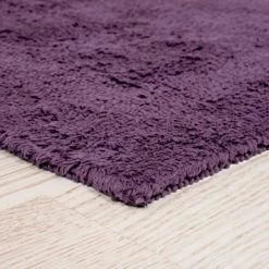 2-piece 100 percent Cotton Bath Mat Set, Reversible, Soft, Absorbent , Washable Rugs (Eggplant)