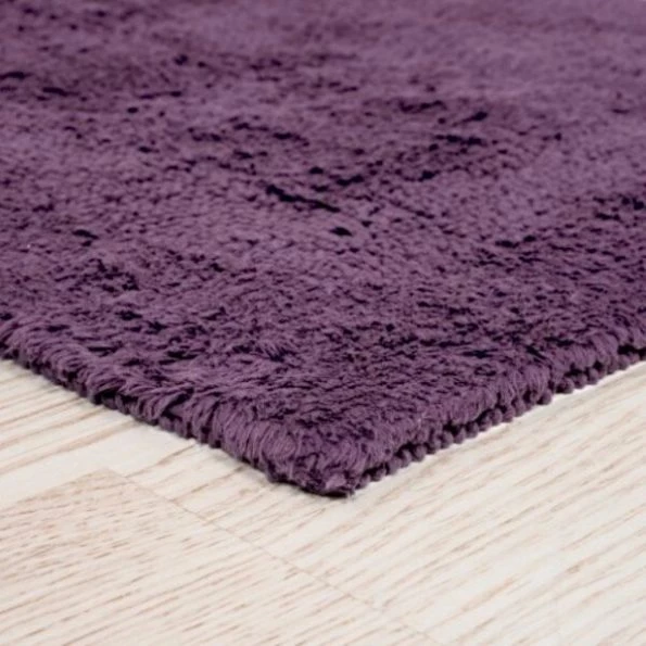 2-piece 100 percent Cotton Bath Mat Set, Reversible, Soft, Absorbent , Washable Rugs (Eggplant)