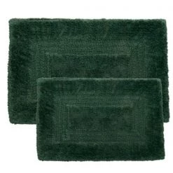 2-piece 100-percent Cotton Bathmat, Reversible, Soft, Absorbent Bathroom Rugs, Green