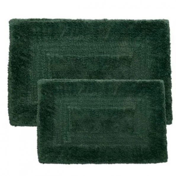 2-piece 100-percent Cotton Bathmat, Reversible, Soft, Absorbent Bathroom Rugs, Green