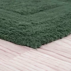 2-piece 100-percent Cotton Bathmat, Reversible, Soft, Absorbent Bathroom Rugs, Green