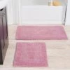 Hastings Home 2-piece 100-percent Cotton Bathmat, Reversible, Soft, Absorbent Bathroom Rugs, Rose