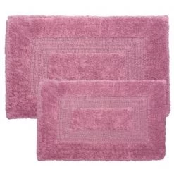 2-piece 100-percent Cotton Bathmat, Reversible, Soft, Absorbent Bathroom Rugs, Rose