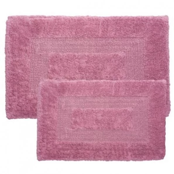 2-piece 100-percent Cotton Bathmat, Reversible, Soft, Absorbent Bathroom Rugs, Rose
