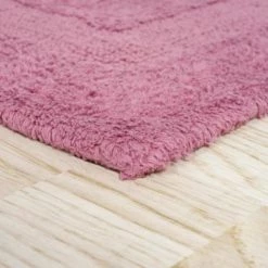 2-piece 100-percent Cotton Bathmat, Reversible, Soft, Absorbent Bathroom Rugs, Rose