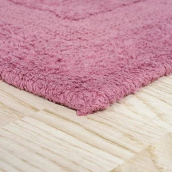 2-piece 100-percent Cotton Bathmat, Reversible, Soft, Absorbent Bathroom Rugs, Rose