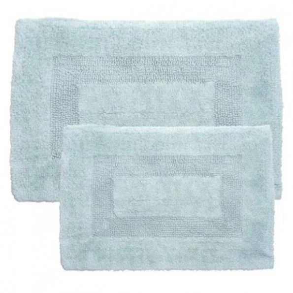 2-piece 100-percent Cotton Bathmat, Reversible, Soft, Absorbent Bathroom Rugs, Seafoam