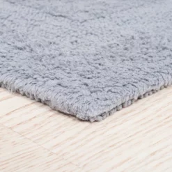 2-piece 100-percent Cotton Bathmat Set, Reversible, Soft, Absorbent Bathroom Rugs, Silver