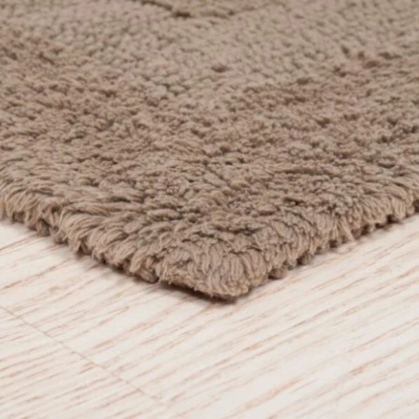 2-piece 100-percent Cotton Bathmat, Reversible, Soft, Absorbent Bathroom Rugs, Taupe