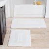 Hastings Home 2-piece 100-percent Cotton Bathmat, Reversible, Soft, Absorbent Bathroom Rugs, White