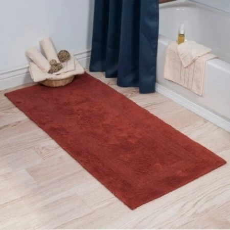 Hastings Home 100-percent Cotton Bathmat 24x60 Long Bathroom Runner, Reversible, Soft, Absorbent, Rug, Brick