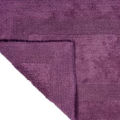 100-percent Cotton Bath Mat Plush 24×60 Long Bathroom Runner Reversible Washable Rug (Eggplant)