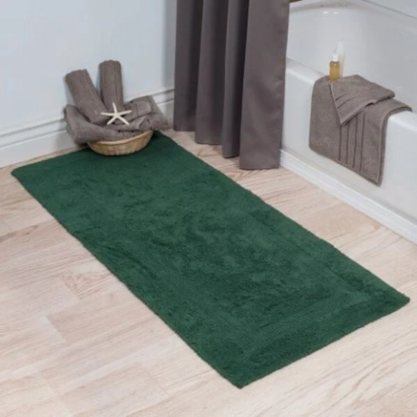 100-percent Cotton Bathmat 24×60 Long Bathroom Runner, Reversible, Soft, Absorbent, Rug, Green