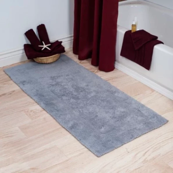 100-percent Cotton Bath Mat 24×60 Long Bathroom Runner, Reversible, Soft, Absorbent, Rug, Silver
