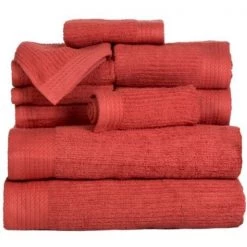 Hastings Home Ribbed 100 Percent Cotton 10 Piece Towel Set – Brick