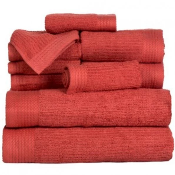 Hastings Home Ribbed 100 Percent Cotton 10 Piece Towel Set – Brick