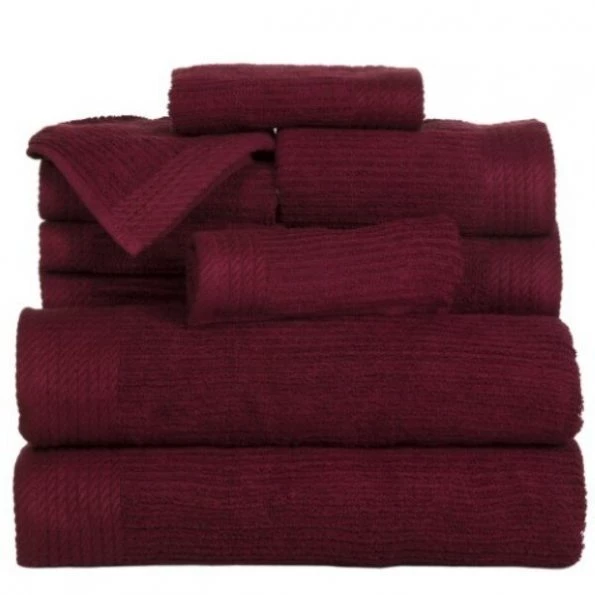 Hastings Home Ribbed 100 Percent Cotton 10 Piece Towel Set – Burgundy