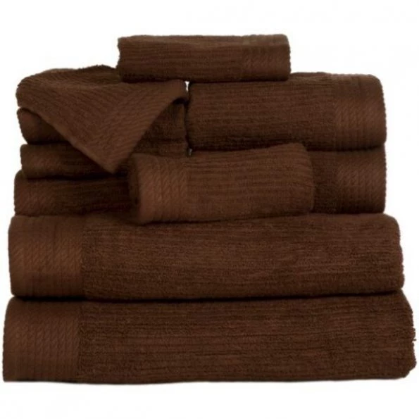 Hastings Home Ribbed 100 Percent Cotton 10 Piece Towel Set – Chocolate