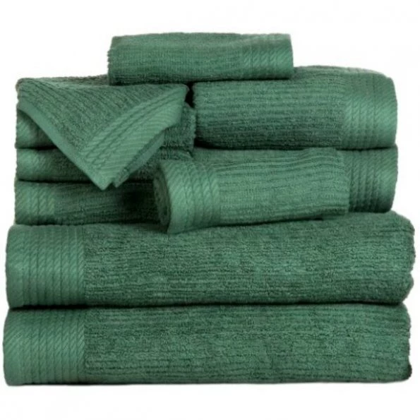 Hastings Home Ribbed 100 Percent Cotton 10 Piece Towel Set – Green