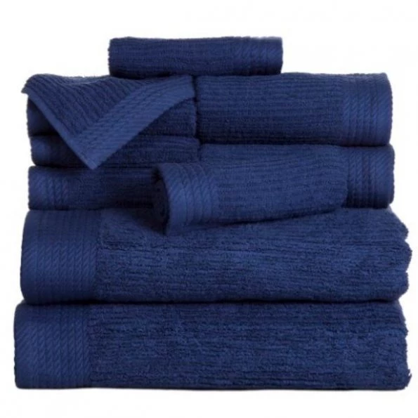 Hastings Home Ribbed 100 Percent Cotton 10 Piece Towel Set – Navy