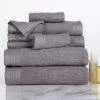 Hastings Home Ribbed 100 Percent Cotton 10 Piece Towel Set - Silver