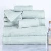 Hastings Home Ribbed 100 Percent Cotton 10 Piece Towel Set - Seafoam