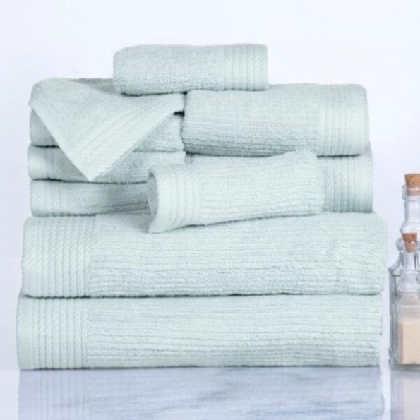 Hastings Home Ribbed 100 Percent Cotton 10 Piece Towel Set - Seafoam 1 Hastings Home Ribbed 100 Percent Cotton 10 Piece Towel Set – Seafoam