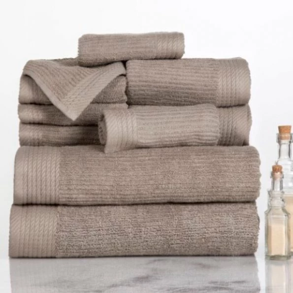 Hastings Home Ribbed 100 Percent Cotton 10 Piece Towel Set – Taupe