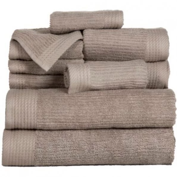 Hastings Home Ribbed 100 Percent Cotton 10 Piece Towel Set – Taupe