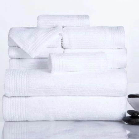 Hastings Home Ribbed 100 Percent Cotton 10 Piece Towel Set - White