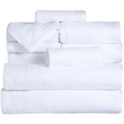 Hastings Home Ribbed 100 Percent Cotton 10 Piece Towel Set - White 3 Hastings Home Ribbed 100 Percent Cotton 10 Piece Towel Set – White